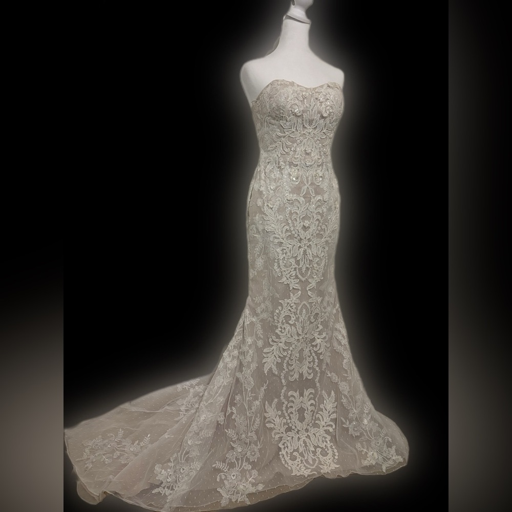 Vintage Oleg Cassini Cream Ivory Lace Maxi Wedding Dress